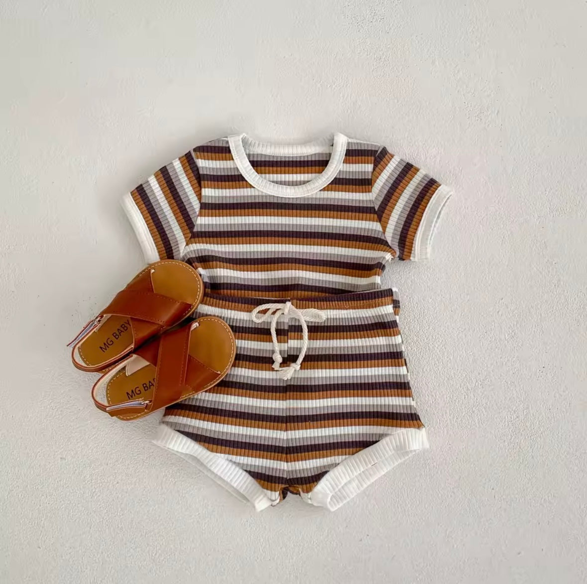 Waffle Baby Outfit – Tee & Shorts Set