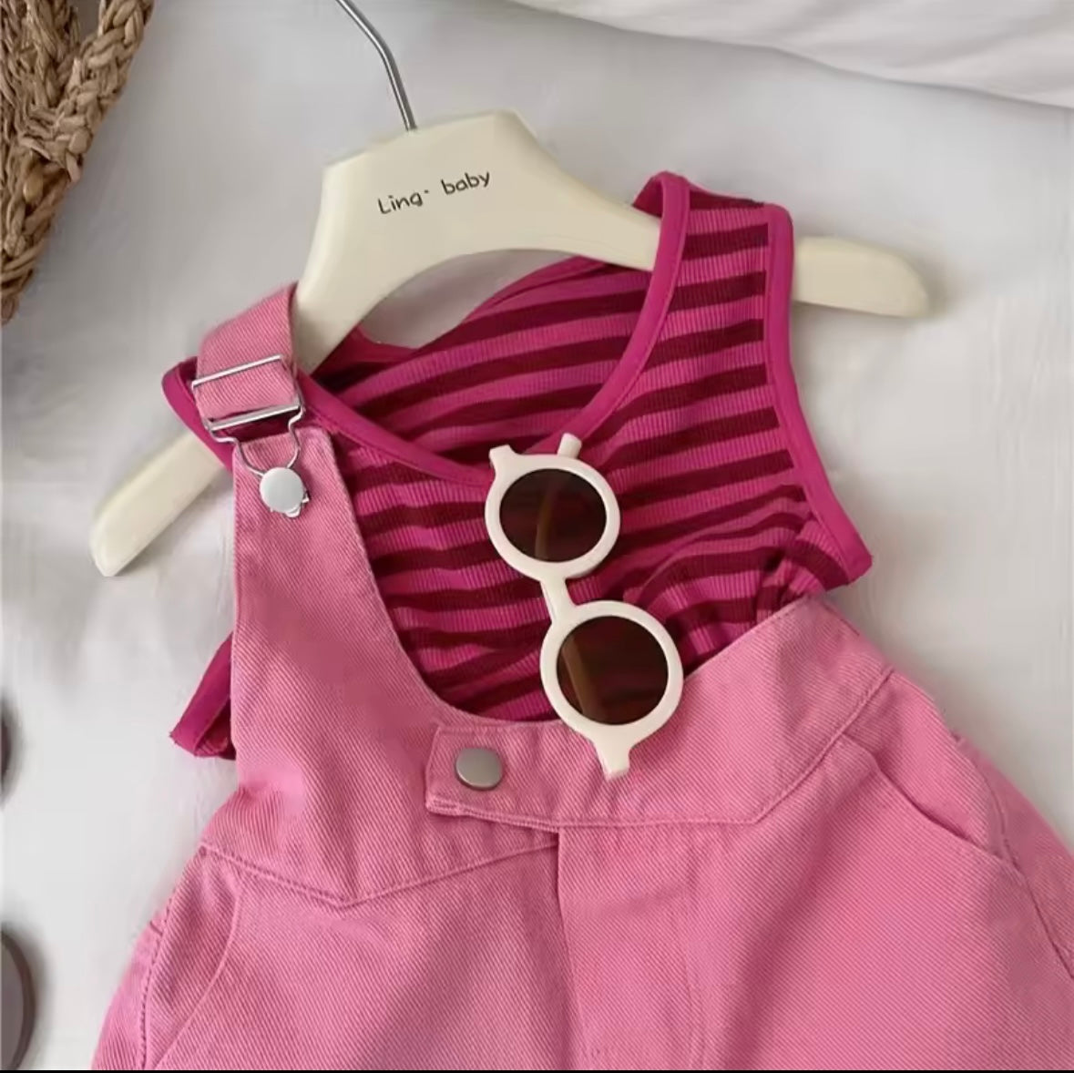 Striped Top & Overall Set – Girls Summer Outfit