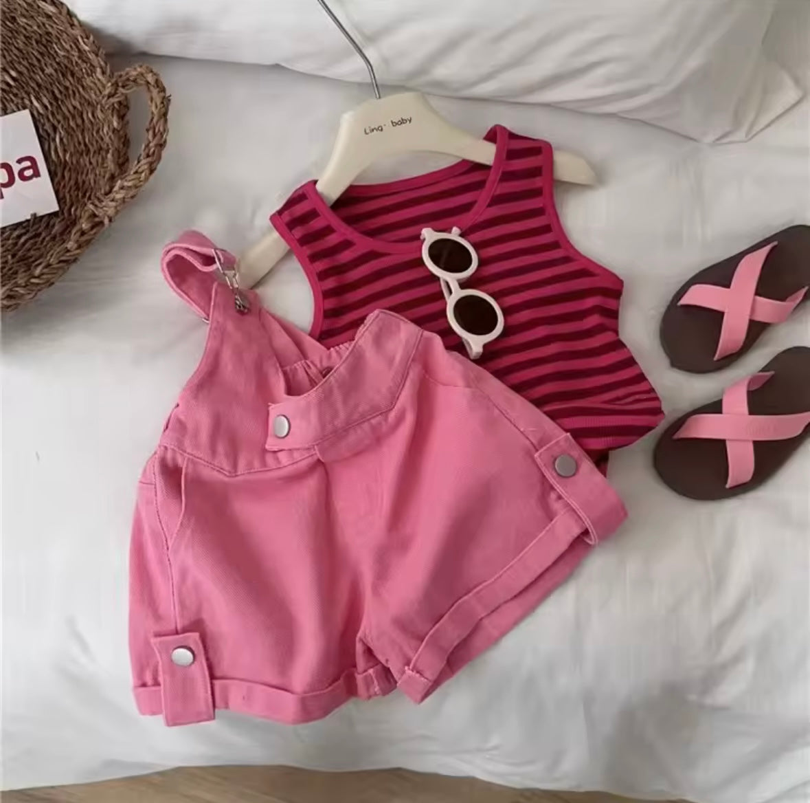 Striped Top & Overall Set – Girls Summer Outfit