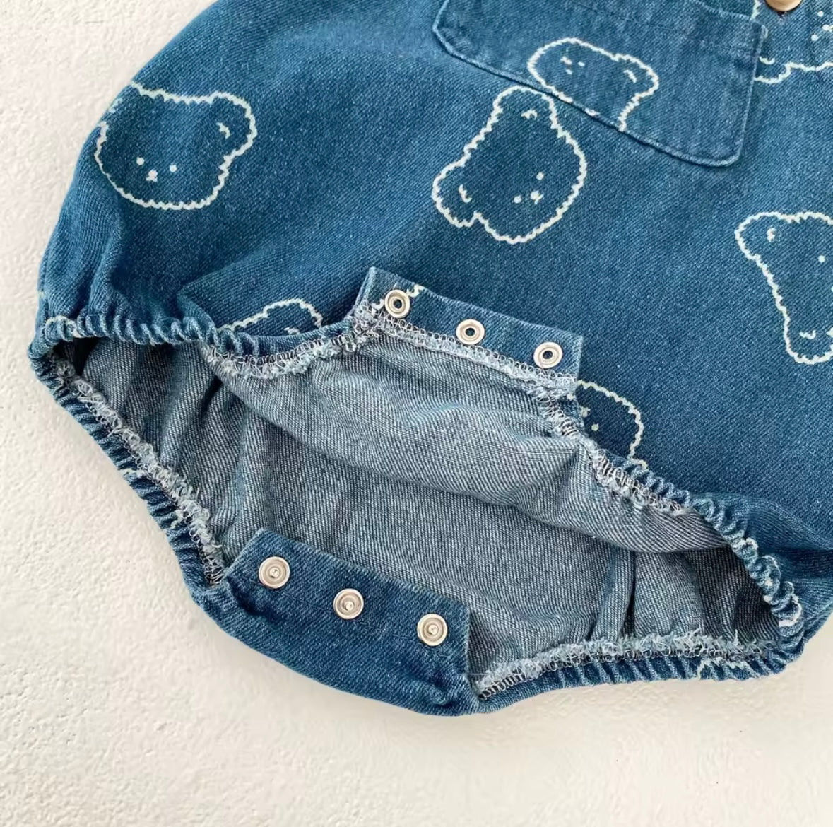 Baby Denim Bear Bodysuit – Straps One-Piece