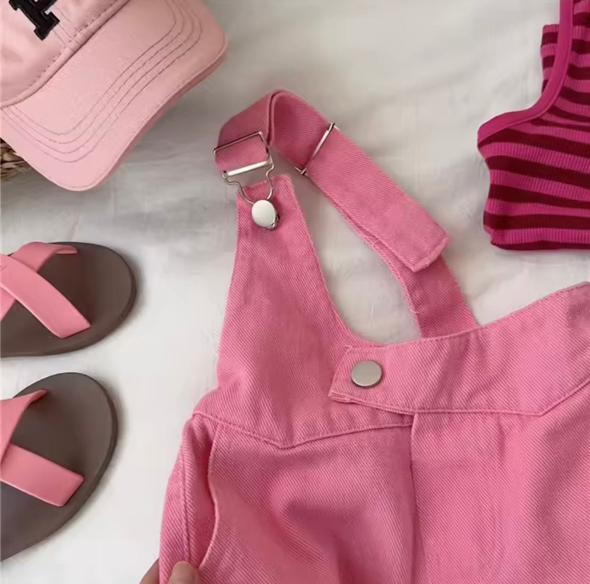 Striped Top & Overall Set – Girls Summer Outfit