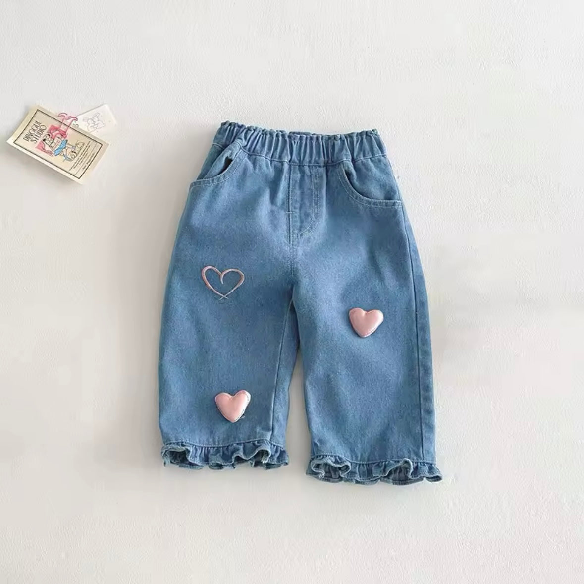 Baby Girl Jeans – 3D Heart Denim Pants