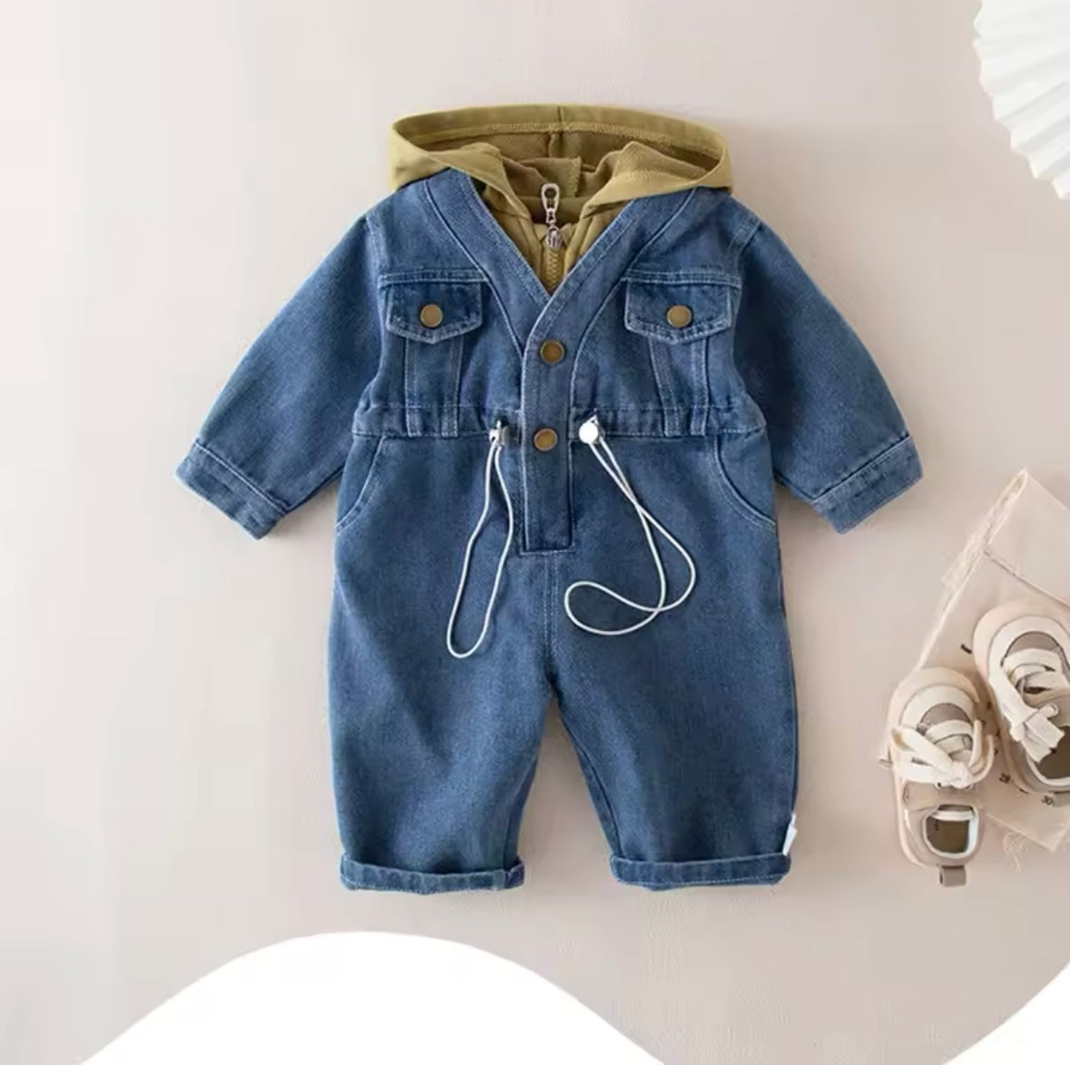 Baby and Toddler Casual Denim Jumpsuit for 0-2 years