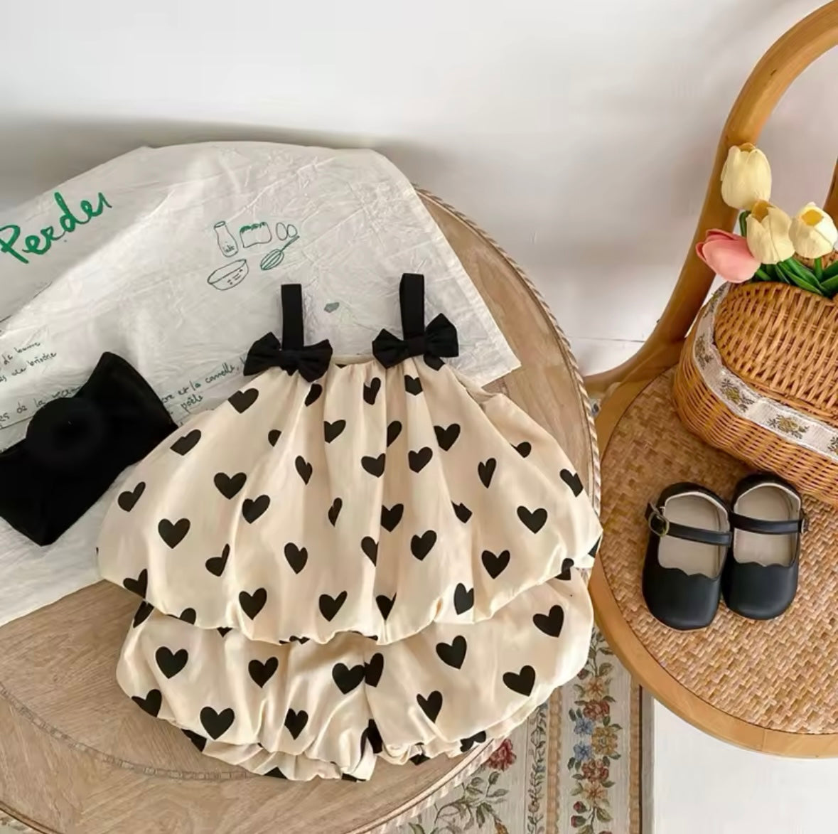2 pcs Heart Print for Baby Girl
