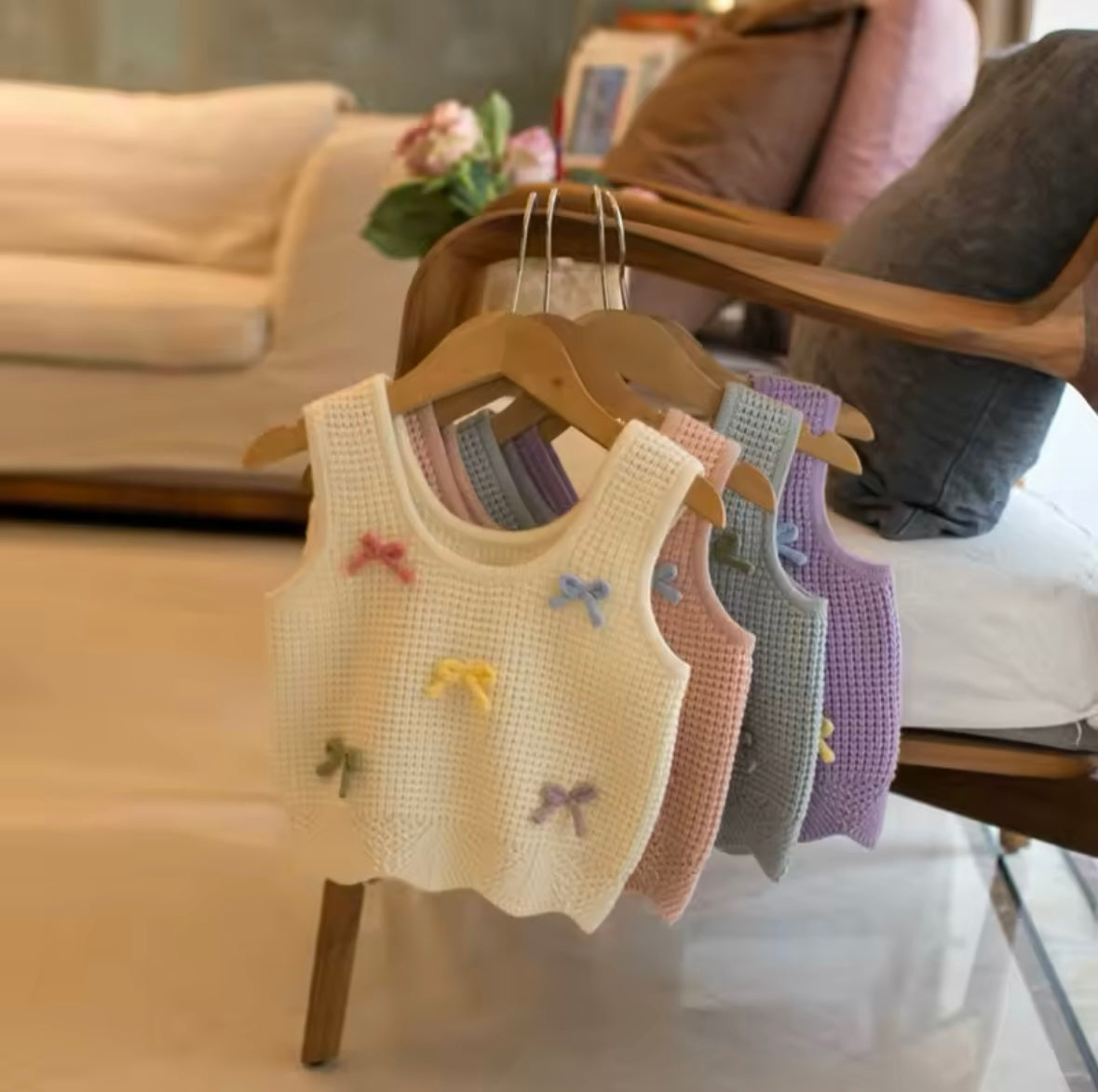 1-5Y Girl Knitwear Colorful Bow Outfit