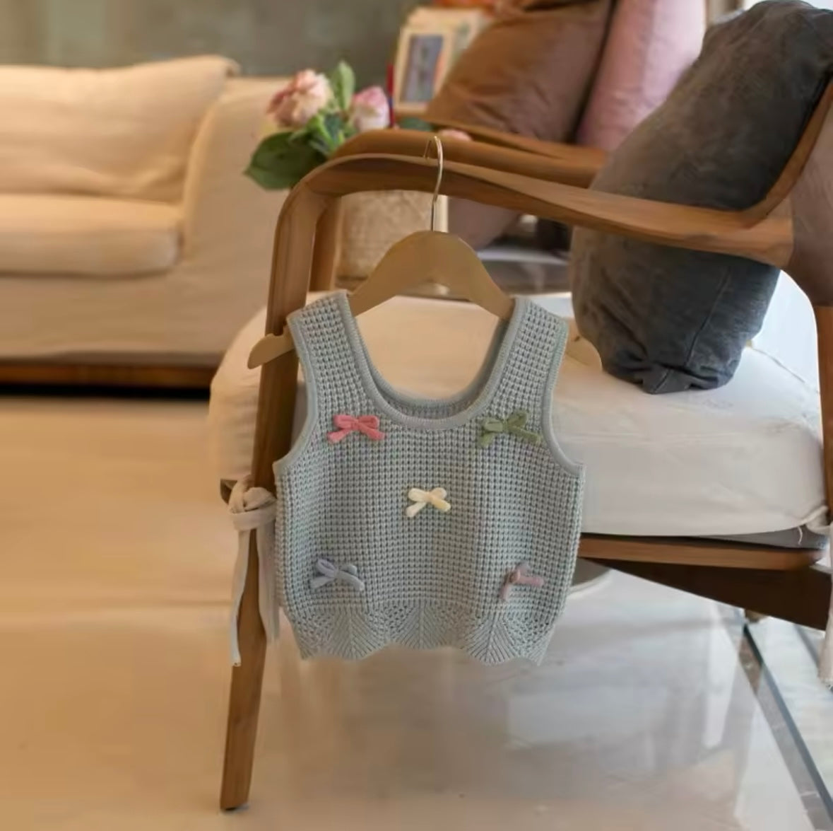 1-5Y Girl Knitwear Colorful Bow Outfit