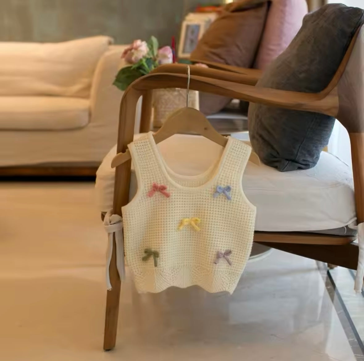 1-5Y Girl Knitwear Colorful Bow Outfit
