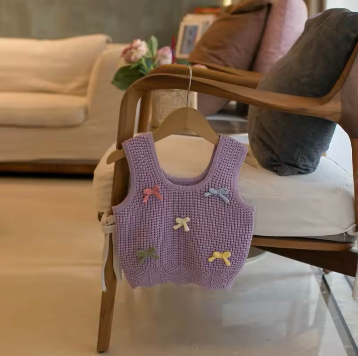 1-5Y Girl Knitwear Colorful Bow Outfit