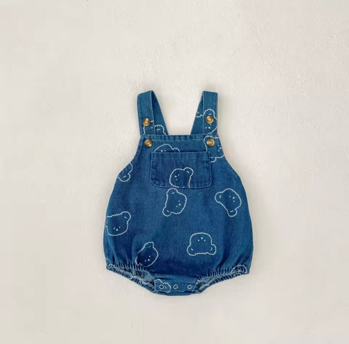 Baby Denim Bear Bodysuit – Straps One-Piece
